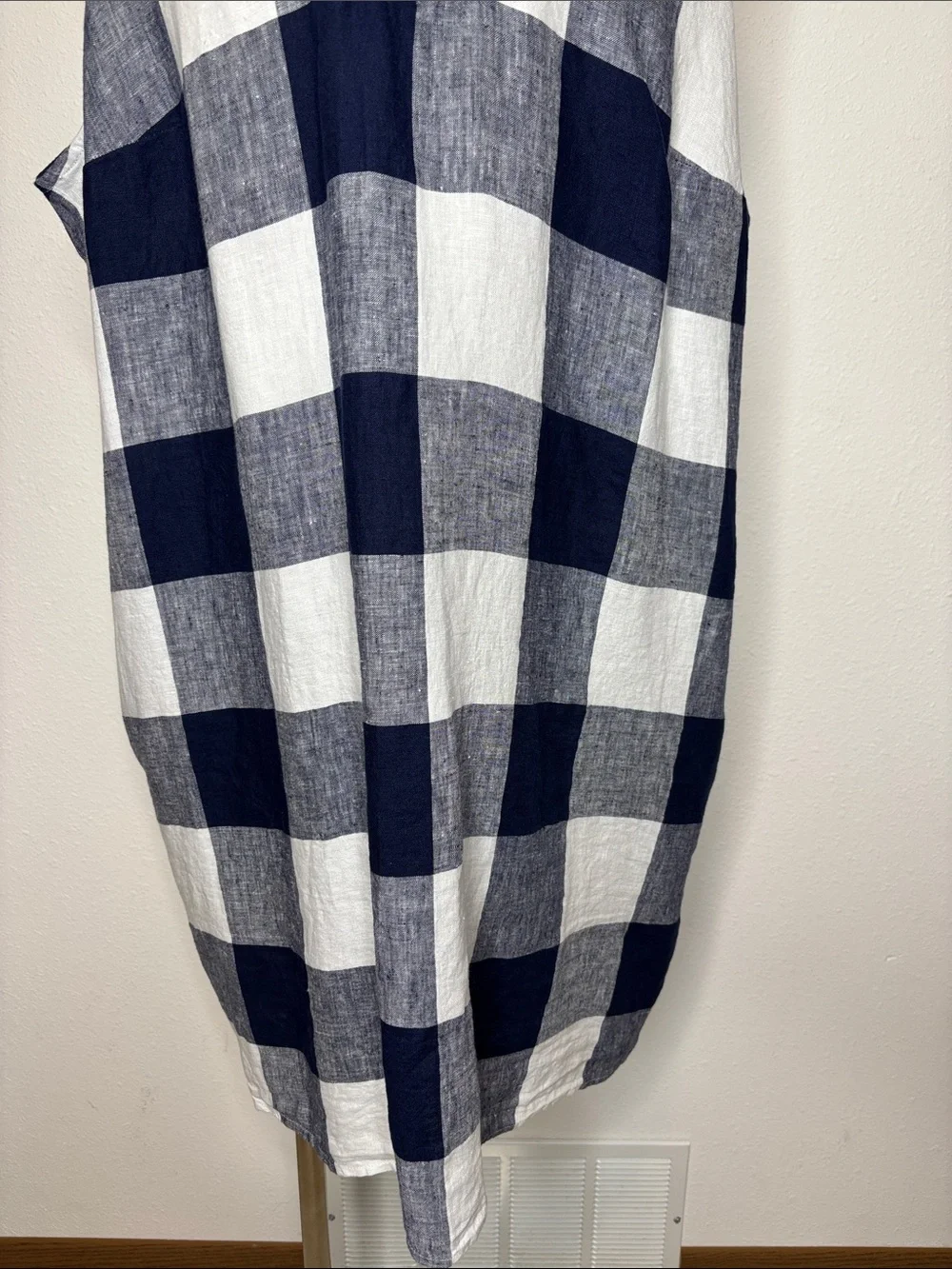 crown & ivy Navy and White Buffalo Check Midi Dress